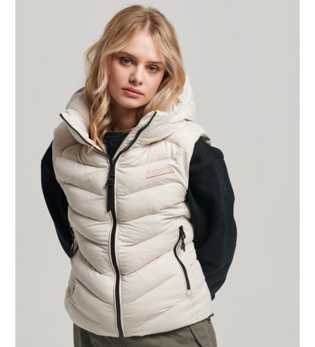 Til kvinder. W5011560A Vatteret vest i mikrofiber med hætte, (XS), Casual, Genanvendt polister, Bæredygtig - Superdry - Modalova