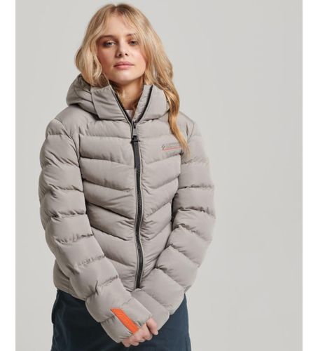 Til kvinder. W5011594A Quiltet mikrofiberjakke med hætte (XS), Casual, Genanvendt polister - Superdry - Modalova