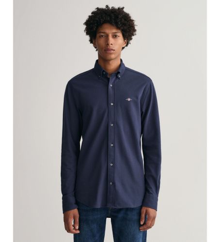 Til mænd. 3230243 Skjorte Regular Fit Piqué navy (M), Casual, Bomuld, Lange ærmer, Blå - Gant - Modalova