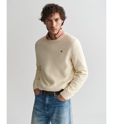 Til mænd. 8030210 Mikrotekstureret crewneck-pullover i bomuld (L), Casual - Gant - Modalova