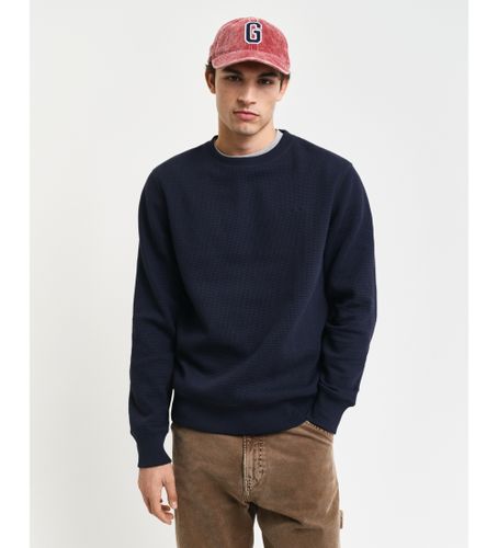 Til mænd. 2015080 Navy Honeycomb Textured Crewneck Sweatshirt (L), Casual, Bomuld, Blå - Gant - Modalova