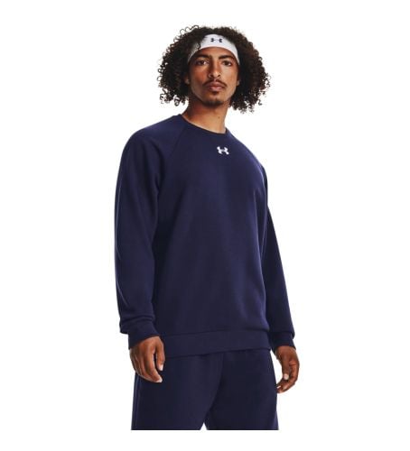 Til mænd. 1379755 Rival Fleece Crew Sweatshirt navy (S/M), Casual, Sport, Bomuld, Multisport, Blå - Under Armour - Modalova