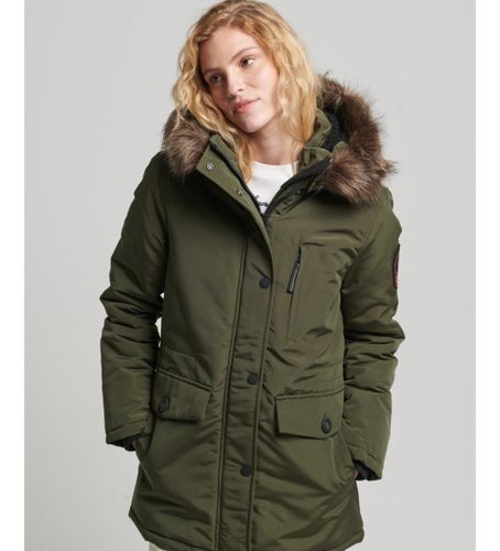 Til kvinder. W5010325A Parka med hætte i syntetisk pels Everest green (XS), Casual, Polyester - Superdry - Modalova