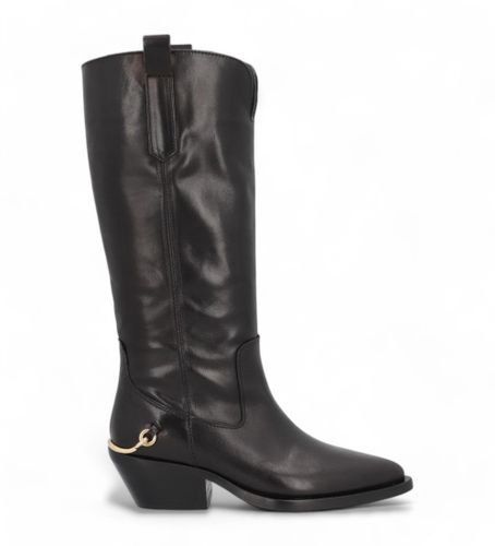 Til kvinder. 524917 Læderstøvler med metaldetalje (37), 1-3 cm, 5-8 cm, Ingen, Casual - Alpe - Modalova