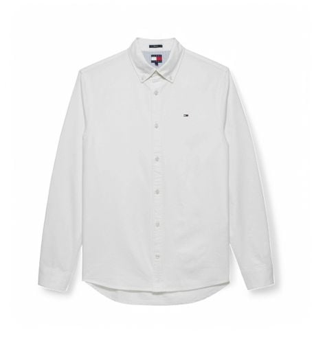 Til mænd. DM0DM21298 Oxford-skjorte med almindelig pasform (L), Hvid, Casual, Bomuld, Klassisk, Lange ærmer - Tommy Jeans - Modalova