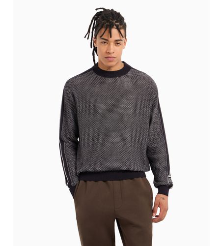 Til mænd. 6DZM2XZM4MZ27AD Rundhalset pullover i uldblanding med striber på ærmerne (S), Casual, Akryl - Armani Exchange - Modalova