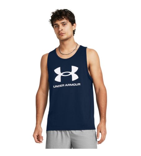 Til mænd. 1382883 Tank top med Navy-logo (S/M), Sport, Bomuld, Multisport, Uden ærmer/stropper, Blå - Under Armour - Modalova