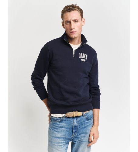 Til mænd. 2044010 Sweatshirt med halv lynlås og navy 49 Arch-design (M), Casual, Bomuld, Bæredygtig, Blå - Gant - Modalova