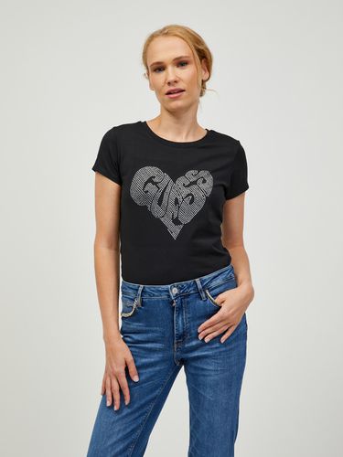 Guess Heart T-shirt Black - Guess - Modalova