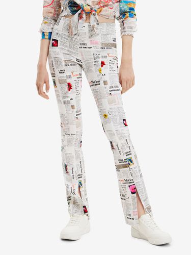 Desigual Newspaper Trousers White - Desigual - Modalova