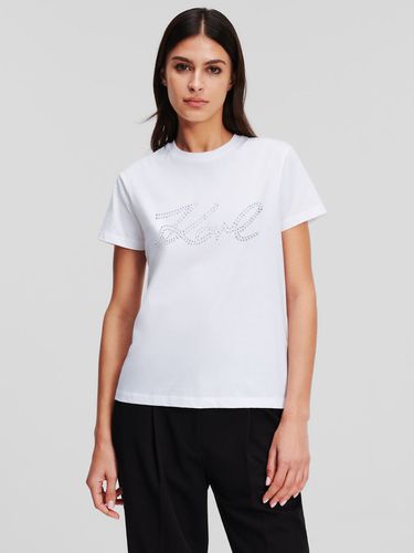 Rhinestone Logo T-shirt - Karl Lagerfeld - Modalova