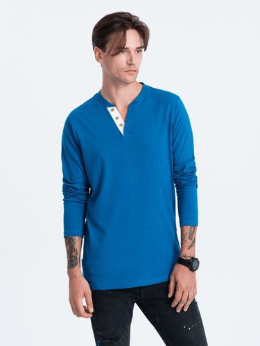 Ombre Clothing Henley T-shirt Blue - Ombre Clothing - Modalova