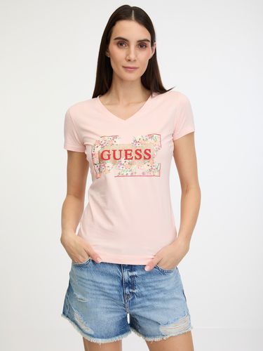 Guess Logo Flowers T-shirt Pink - Guess - Modalova