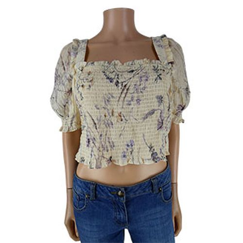 Crop top beige à fleurs - Taille L - H&M - Modalova