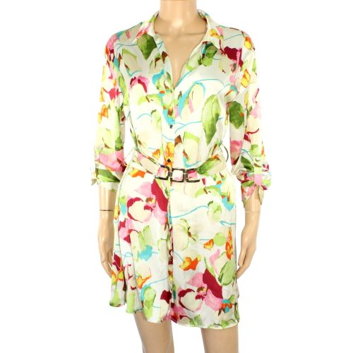 Robe Chemise Fleurie & Vert Taille M - Zara - Modalova