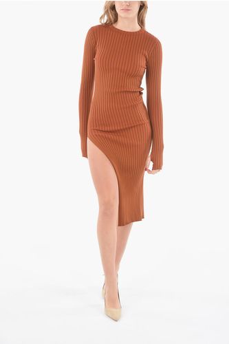 Bi-colour Ribbed Long Bodycon Dress with Side Slit size S - DROMe - Modalova