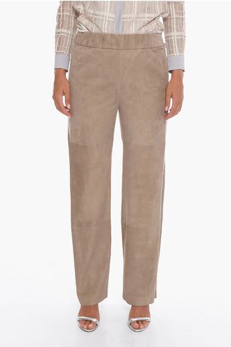 Suede-leather Flared Pants with Knitted Side Bands Größe 40 - Fabiana Filippi - Modalova
