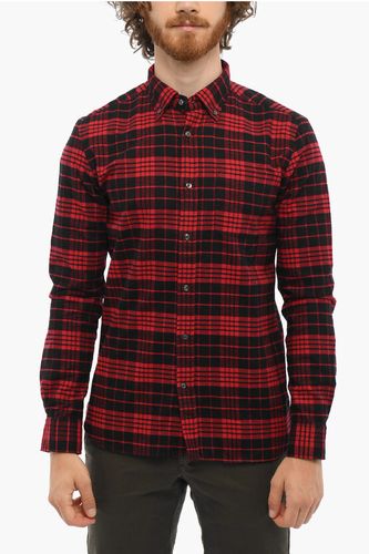 Tartan Motif Cotton Flannel Shirt with Button-Down Collar an size S - Woolrich - Modalova