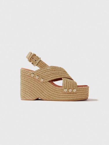 Sandales Compensées Effet Raphia - Beige - Maje - Modalova