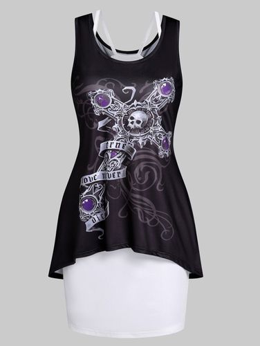 Skull Cross Print Tank Dress And Cami Dress Two Piece Set - DressLily.com - Modalova