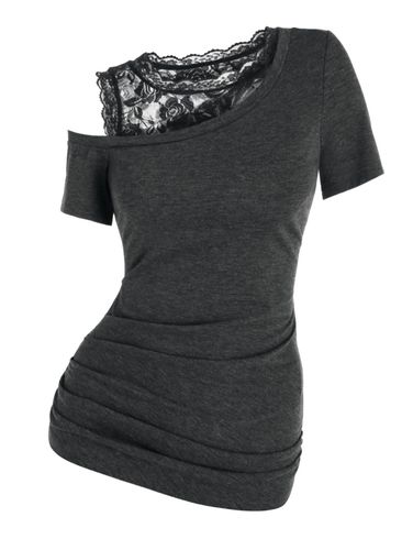 Women Lace Skew Collar Ruched Tunic T Shirt Clothing Xxxl - DressLily.com - Modalova
