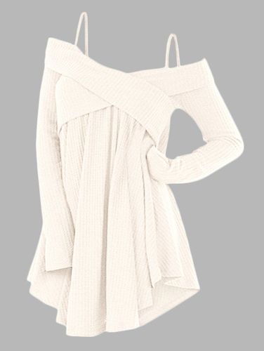 Women Cold Shoulder Crisscross Tunic Sweater Clothing L - DressLily.com - Modalova