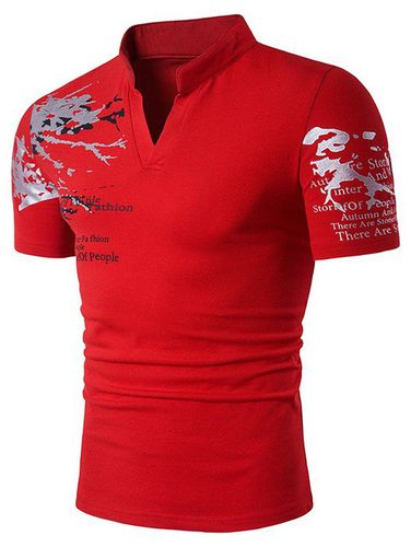 Men T-Shirts V Notched Graphic Stand-up Collar T Shirt Clothing Online Xxl - DressLily.com - Modalova