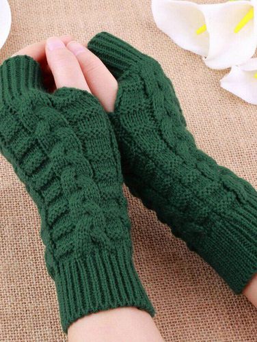 Affordable Men's Gloves Cable Knit Plain Color Warm Fingerless Gloves - DressLily.com - Modalova