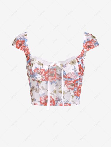 Women Blouses Floral Mesh Bustier Corset-style Lace Trim Top S - ZAFUL Product Catalog (GBP) - Modalova