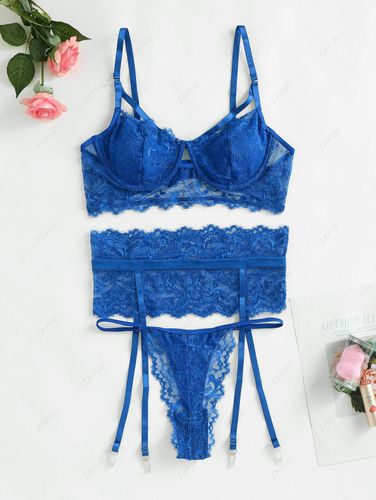 Conjunto de Ropa Interior con Aros de Encaje de Pestaña - ZAFUL - Modalova