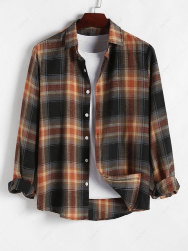 Camisa de Manga Larga con Diseño Asimétrico a Cuadros - ZAFUL - Modalova