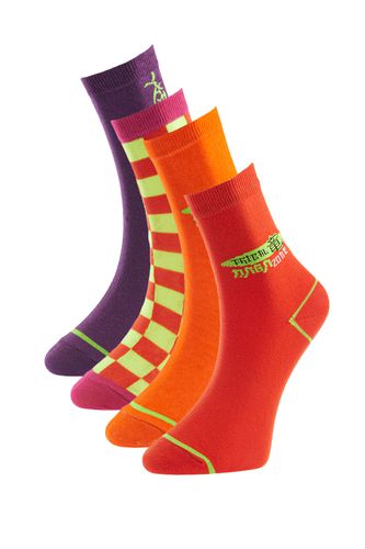 Orange Patterned 4-Pack Socks - Trendyol - Modalova