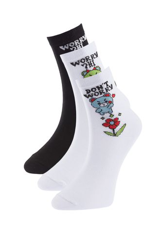 White Patterned 3-Pack Socks - Trendyol - Modalova