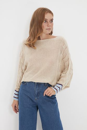 Stone Bat Sleeve Knitwear Sweater - Trendyol - Modalova