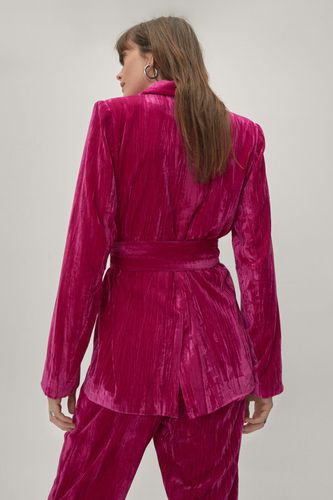 Womens Velvet Wrap Waist Suit Blazer - - 8 - Nasty Gal - Modalova