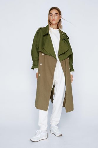 Womens Two Tone Belted Oversized Trench Coat - - 6 - Nasty Gal - Modalova