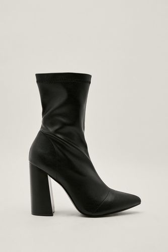 Womens Faux Leather Block Heel Sock Boots - - 8 - Nasty Gal - Modalova