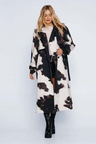 Womens Premium Cow Print Trench Coat - - 6 - Nasty Gal - Modalova