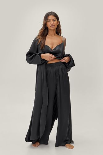 Womens Satin Long Pajama Set And dressing gown - - 8 - Nasty Gal - Modalova