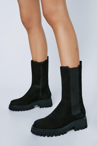 Womens Real Leather Chunky Longline Chelsea Boots - - 3 - Nasty Gal - Modalova