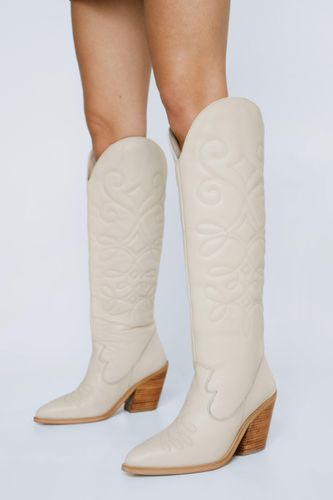 Womens Premium Leather Knee High Cowboy Boots - - 3 - Nasty Gal - Modalova