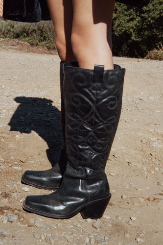 Womens Leather Knee High Square Toe Cowboy Boots - - 3 - Nasty Gal - Modalova