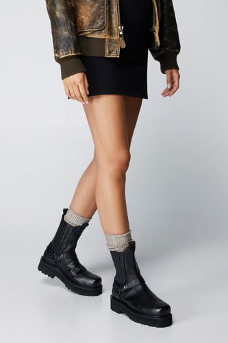 Womens Real Leather Harness Detail Chelsea Boot - - 3 - Nasty Gal - Modalova