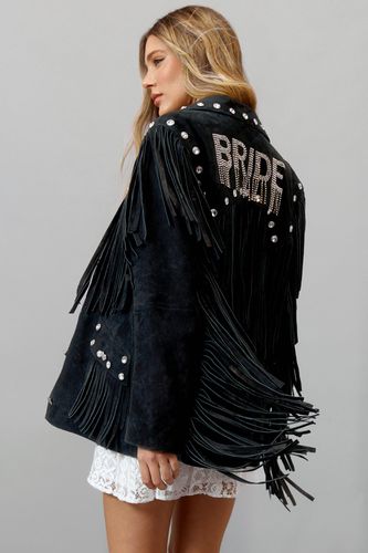 Womens Real Suede Bridal Embellished Fringe Jacket - - 10 - Nasty Gal - Modalova