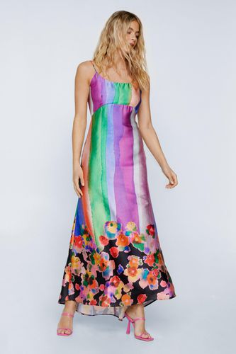Womens Tie Dye Floral Placement Print Embellished Maxi Dress - - 4 - Nasty Gal - Modalova