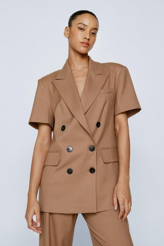 Womens Premium Twill Short Sleeve Oversized Blazer - - 4 - Nasty Gal - Modalova