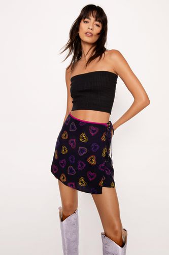 Womens Heart Print Wrap Mini Skirt - - 4 - Nasty Gal - Modalova