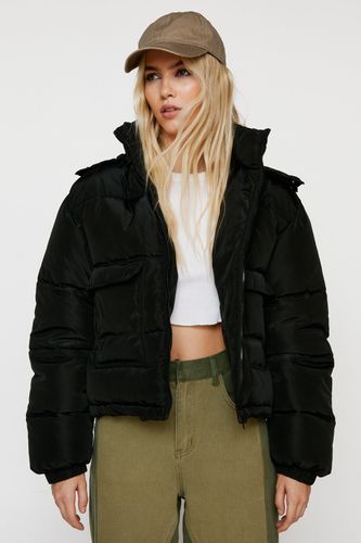 Womens Oversized Hooded Pocket Detail Puffer Jacket - - 12 - Nasty Gal - Modalova