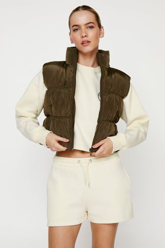 Womens Ruched Detail Cropped Puffer Gilet - - 4 - Nasty Gal - Modalova
