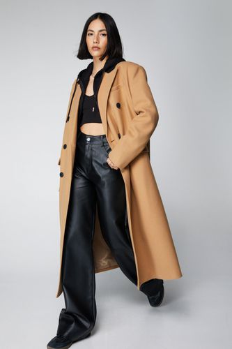Womens Contrast Collar Wool Look Tailored Coat - - 4 - Nasty Gal - Modalova